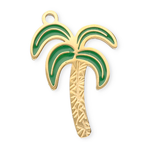 Stainless Steel Charms Palmtree Gold Transparent Gold Transparent Approx 175X135Mm 11Mm