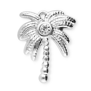 Stainless Steel Charms Palmtree Silver Dark Green Silver Dark Green Approx 20X135Mm 14Mm