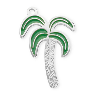 Stainless Steel Charms Palmtree Silver Transparent Silver Transparent Approx 175X135Mm 11Mm