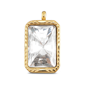Stainless Steel Charms Rectangle Gold Gold Approx 18X10Mm 2Mm