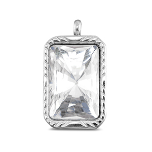 Stainless Steel Charms Rectangle Silver Silver Approx 18X10Mm 2Mm