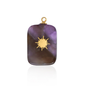 Stainless Steel Charms Rectangle Sun Gold Purple Gold Purple Approx 21X13Mm 15Mm
