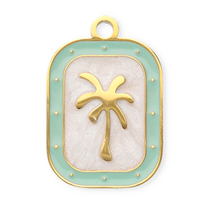 Stainless Steel Charms Rectangle With Palmtree Gold Mint Green White Gold Mint Green White Approx 195X13Mm 18Mm