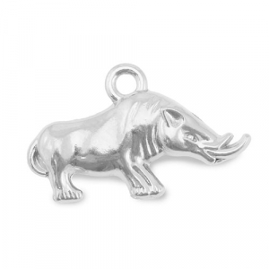 Stainless Steel Charms Rhino Silver Silver Approx 14X23Mm 21Mm