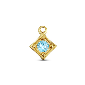 Stainless Steel Charms Rhombus Gold Aqua Gold Aqua Approx 10X8Mm 12Mm