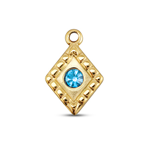 Stainless Steel Charms Rhombus Gold Aqua Gold Aqua Approx 145X10Mm 15Mm