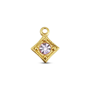 Stainless Steel Charms Rhombus Gold Light Lilac Gold Light Lilac Approx 10X8Mm 12Mm
