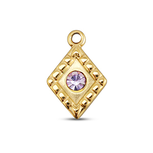 Stainless Steel Charms Rhombus Gold Light Lilac Gold Light Lilac Approx 145X10Mm 15Mm