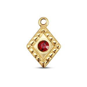 Stainless Steel Charms Rhombus Gold Ruby Red Gold Ruby Red Approx 145X10Mm 15Mm