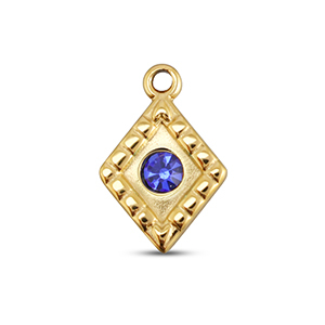 Stainless Steel Charms Rhombus Gold Sapphire Blue Gold Sapphire Blue Approx 145X10Mm 15Mm