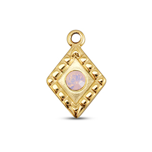 Stainless Steel Charms Rhombus Gold Soft Pink Opal Gold Soft Pink Opal Approx 145X10Mm 15Mm