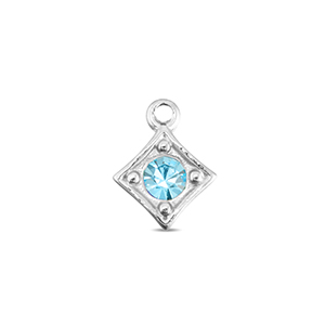 Stainless Steel Charms Rhombus Silver Aqua Silver Aqua Approx 10X8Mm 12Mm