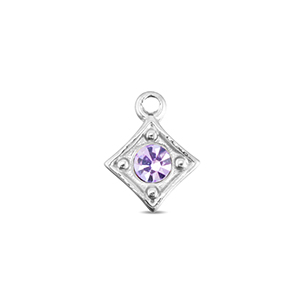 Stainless Steel Charms Rhombus Silver Light Lilac Silver Light Lilac Approx 10X8Mm 12Mm