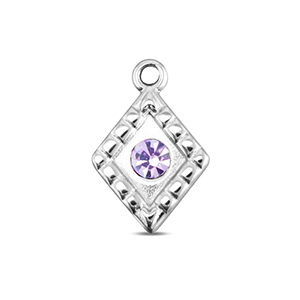Stainless Steel Charms Rhombus Silver Light Lilac Silver Light Lilac Approx 145X10Mm 15Mm