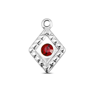 Stainless Steel Charms Rhombus Silver Ruby Red Silver Ruby Red Approx 145X10Mm 15Mm