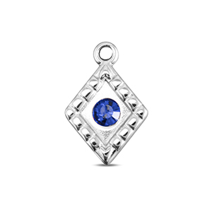 Stainless Steel Charms Rhombus Silver Sapphire Blue Silver Sapphire Blue Approx 145X10Mm 15Mm