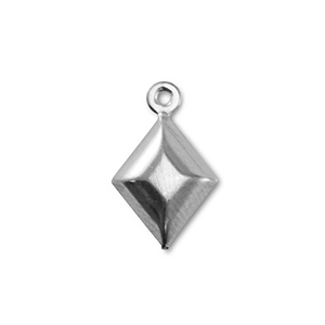 Stainless Steel Charms Rhombus Silver Silver Approx 16X10Mm 1Mm