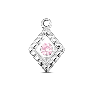Stainless Steel Charms Rhombus Silver Soft Pink Opal Silver Soft Pink Opal Approx 145X10Mm 15Mm