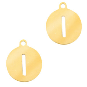 Stainless Steel Charms Round 10Mm Initial Coin I Gold Gold Approx 12X10Mm
