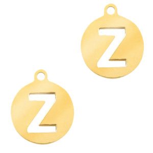 Stainless Steel Charms Round 10Mm Initial Coin Z Gold Gold Approx 12X10Mm