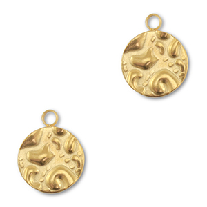 Stainless Steel Charms Round Gold Gold Approx 14X12Mm 2Mm