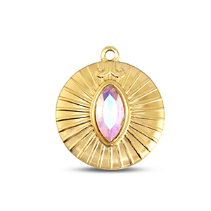 Stainless Steel Charms Round Gold Light Pink Gold Light Pink Approx 23X20Mm 16Mm