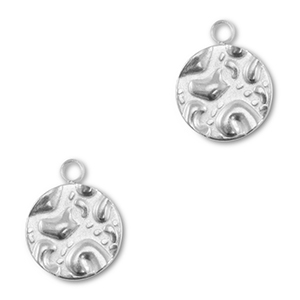 Stainless Steel Charms Round Silver Silver Approx 14X12Mm 2Mm