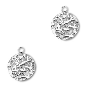 Stainless Steel Charms Round Silver Silver Approx 15X12Mm 2Mm