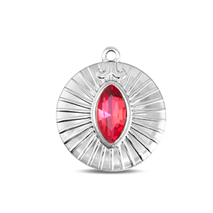 Stainless Steel Charms Round Silver Soft Pink Opal Silver Soft Pink Opal Approx 23X20Mm 16Mm