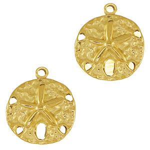 Stainless Steel Charms Round Starfish Gold Gold Approx 17X15Mm 16Mm