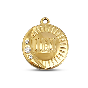 Stainless Steel Charms Round With 1111 Gold Gold Approx 21X18Mm 17Mm