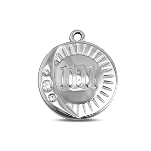 Stainless Steel Charms Round With 1111 Silver Silver Approx 21X18Mm 17Mm