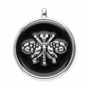 Stainless Steel Charms Round With Bee Silver Black Silver Black Approx 20X175Mm 14Mm