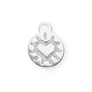 Stainless Steel Charms Round With Heart Silver Silver Approx 10X8Mm 15Mm