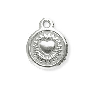 Stainless Steel Charms Round With Heart Silver Silver Approx 13X10Mm 13Mm