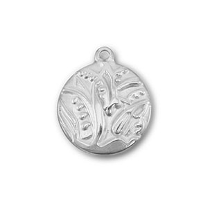 Stainless Steel Charms Round With Plant Silver Silver Approx 18X15Mm 15Mm