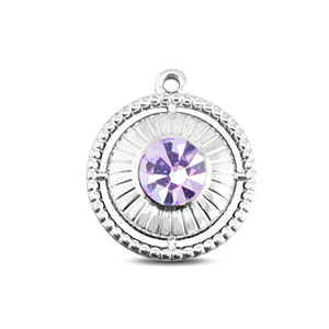 Stainless Steel Charms Round With Ring Silver Light Lilac Silver Light Lilac Approx 21X18Mm 17Mm