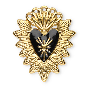 Stainless Steel Charms Sacred Heart Gold Black Gold Black Approx 25X205Mm 12Mm