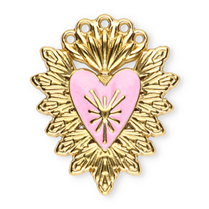 Stainless Steel Charms Sacred Heart Gold Light Pink Gold Light Pink Approx 25X205Mm 12Mm