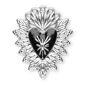 Stainless Steel Charms Sacred Heart Silver Black Silver Black Approx 25X205Mm 12Mm