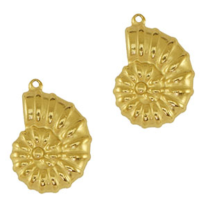 Stainless Steel Charms Sea Shell Gold Gold Approx 22X16Mm 16Mm