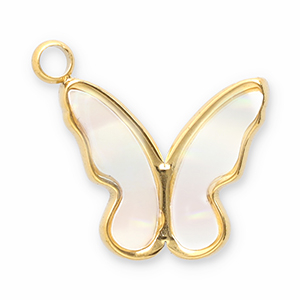 Stainless Steel Charms Shell Butterfly Gold White Gold White Approx 18X14Mm 2Mm