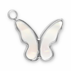 Stainless Steel Charms Shell Butterfly Silver White Silver White Approx 18X14Mm 2Mm