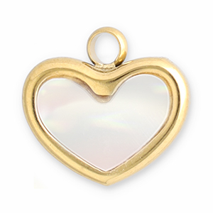 Stainless Steel Charms Shell Heart Gold White Gold White Approx 11X115Mm 2Mm