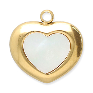 Stainless Steel Charms Shell Heart Gold White Gold White Approx 155X155Mm 2Mm