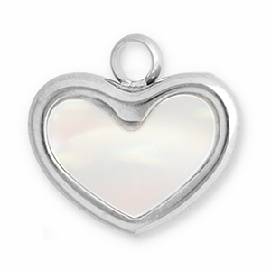 Stainless Steel Charms Shell Heart Silver White Silver White Approx 11X115Mm 2Mm