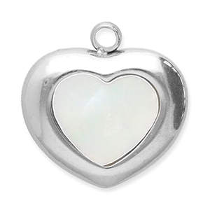 Stainless Steel Charms Shell Heart Silver White Silver White Approx 155X155Mm 2Mm