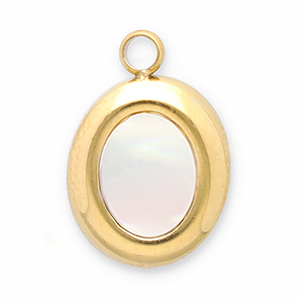 Stainless Steel Charms Shell Oval Gold White Gold White Approx 155X11Mm 19Mm