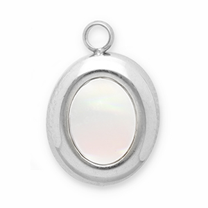 Stainless Steel Charms Shell Oval Silver White Silver White Approx 155X11Mm 19Mm