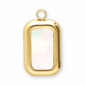 Stainless Steel Charms Shell Rectangle Gold White Gold White Approx 185X105Mm 19Mm